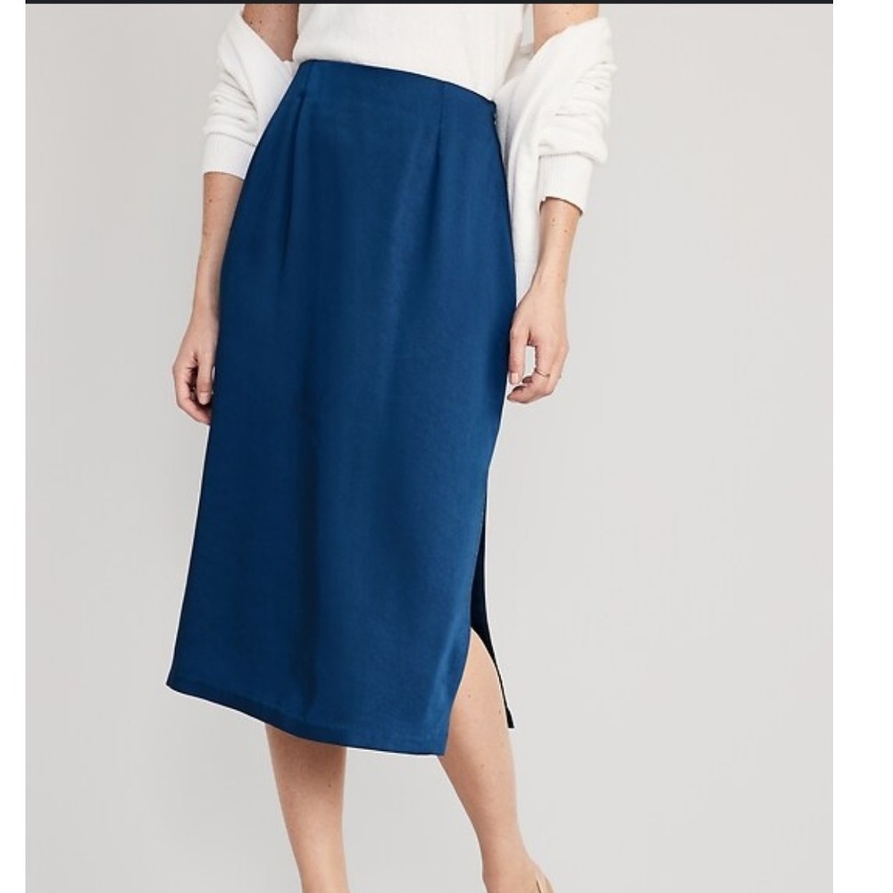 Old Navy Women's Blue Midi Skirt Career Casual Office Size L